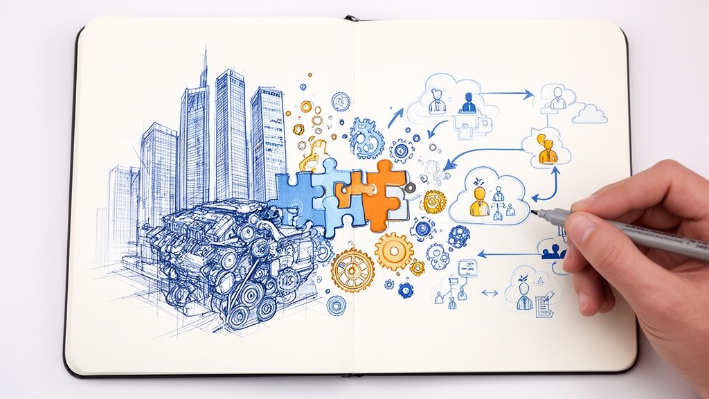 business transformation consultancy concept drawing